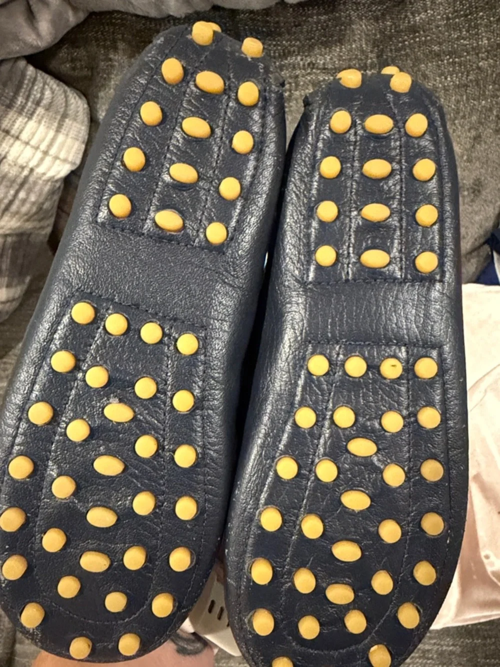 Elephantito Navy Leather Moccasins with Contrast Stitch